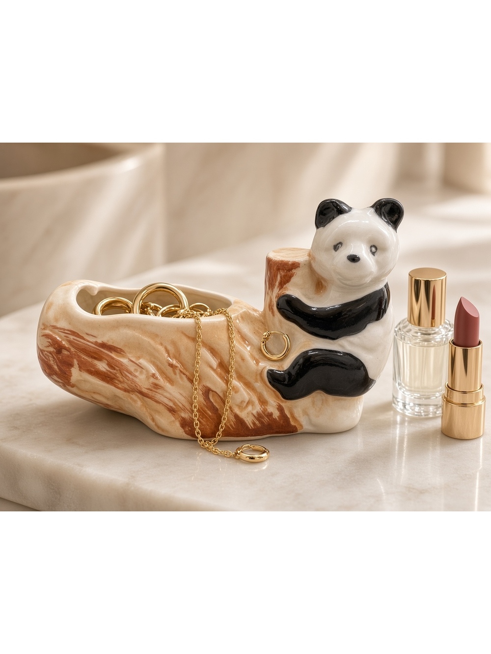 Vintage Made in Japan Panda Log Planter